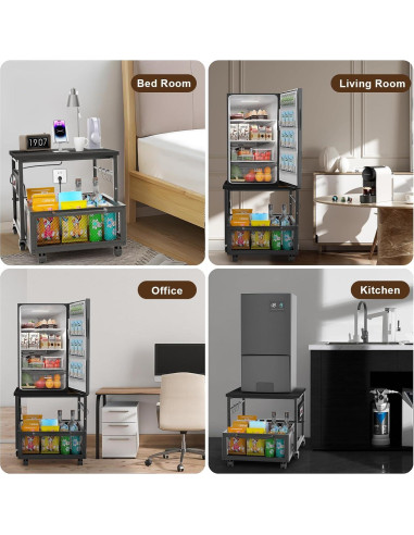 Mesa para Mini Nevera Guliu con Ruedas y Salidas de Energía