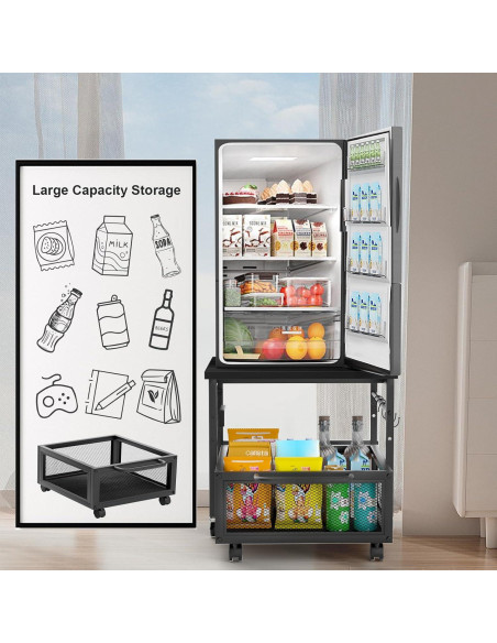 Mesa para Mini Nevera Guliu con Ruedas y Salidas de Energía