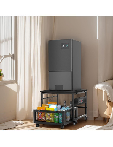 Mesa para Mini Nevera Guliu con Ruedas y Salidas de Energía