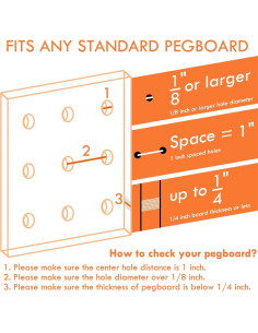 Ganchos de Metal G.CORE para Tablero Perforado - 30 Piezas 10.16 cm 2
