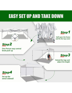 Carpa Plegable Eurmax 3.05x3.05m con Pared Lateral y Accesorios 2