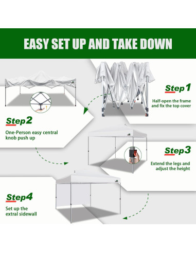 Carpa Plegable Eurmax 3.05x3.05m con Pared Lateral y Accesorios