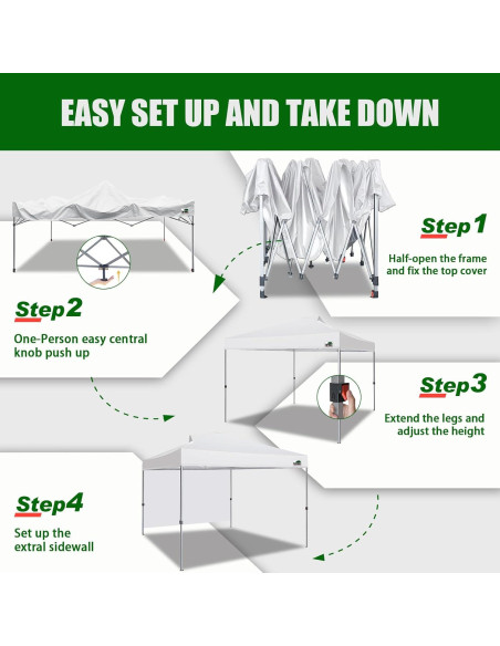 Carpa Plegable Eurmax 3.05x3.05m con Pared Lateral y Accesorios