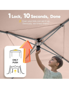 Carpa Plegable Quictent 3.05x3.05m Beige Impermeable con Ventanas 2