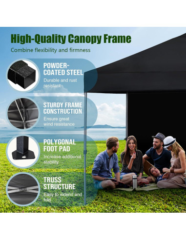 Carpa Plegable Eurmax 3.05x3.05m con Pared Lateral y Accesorios