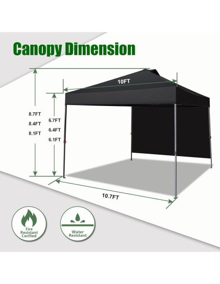 Carpa Plegable Eurmax 3.05x3.05m con Pared Lateral y Accesorios