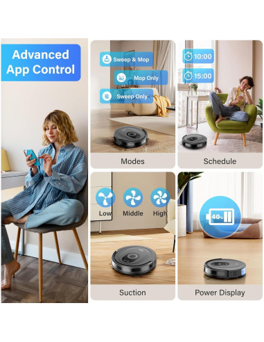 Aspiradora Robot Tikom G8000 Max 5000Pa con Mopa, 150 Min