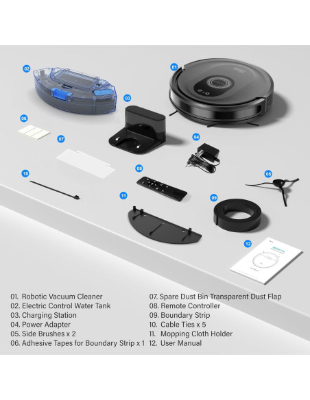 Aspiradora Robot Tikom G8000 Max 5000Pa con Mopa, 150 Min