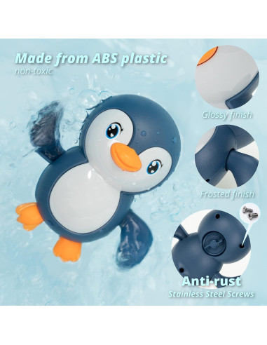 Juguete de Baño a Cuerda Pingüinos Nadadores DUCKBOXX XX Azul