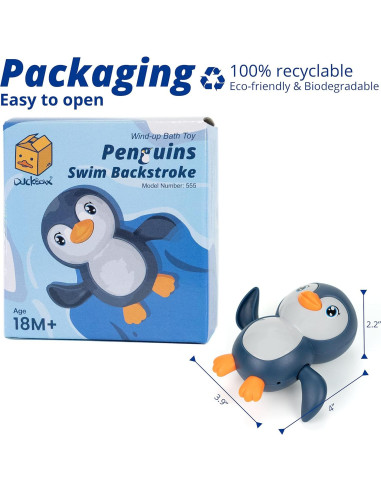 Juguete de Baño a Cuerda Pingüinos Nadadores DUCKBOXX XX Azul