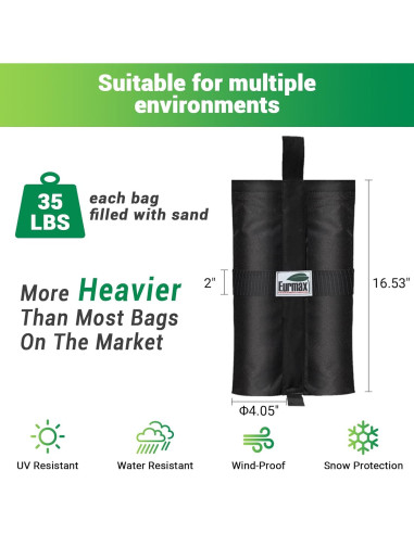Bolsas de peso para toldo Eurmax Negro - Juego de 4, 13.6-15.9 kg