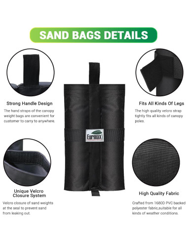 Bolsas de peso para toldo Eurmax Negro - Juego de 4, 13.6-15.9 kg