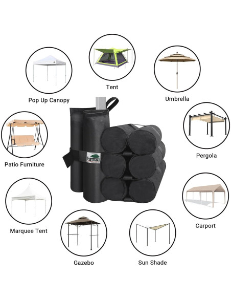Bolsas de peso para toldo Eurmax Negro - Juego de 4, 13.6-15.9 kg