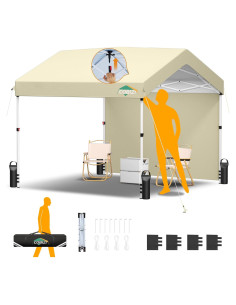Carpa Plegable COBIZI 10x10 Caqui Impermeable UPF 50+