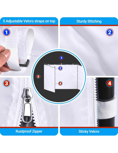Paredes Laterales Carpa Plegable CLAETF 3 Unidades 10x10 Blanco