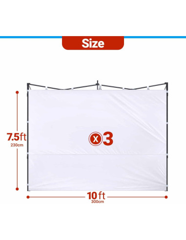 Paredes Laterales Carpa Plegable CLAETF 3 Unidades 10x10 Blanco