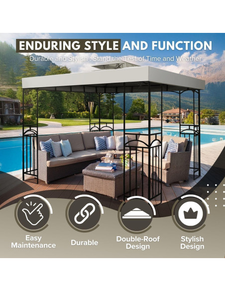 Cubierta de Reemplazo para Gazebo Flexzion 2.4x2.4m Impermeable