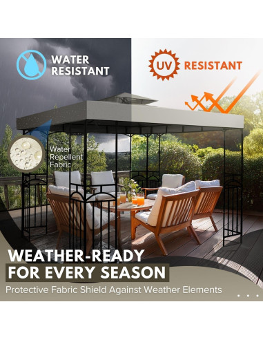 Cubierta de Reemplazo para Gazebo Flexzion 2.4x2.4m Impermeable