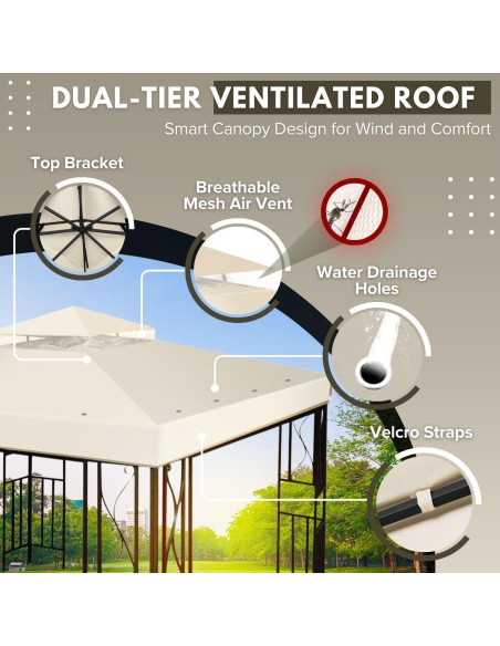 Cubierta de Reemplazo para Gazebo Flexzion 2.4x2.4m Impermeable