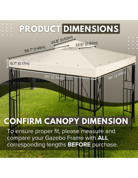 Cubierta de Reemplazo para Gazebo Flexzion 2.4x2.4m Impermeable