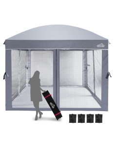 Carpa Plegable AIGOCANO 3x3m con Pantalla de Red Gris