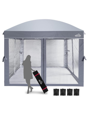 Carpa Plegable AIGOCANO 3x3m con Pantalla de Red Gris