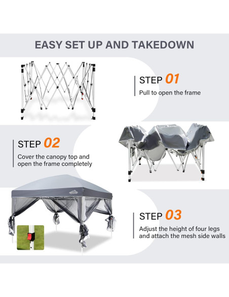 Carpa Plegable AIGOCANO 3x3m con Pantalla de Red Gris