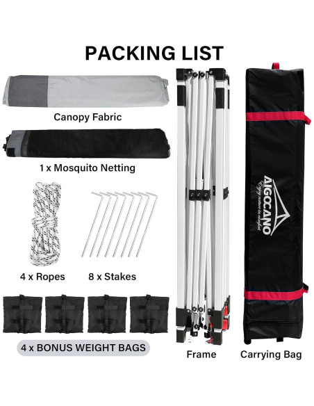 Carpa Plegable AIGOCANO 3x3m con Pantalla de Red Gris