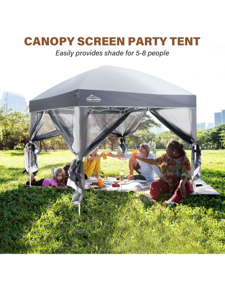 Carpa Plegable AIGOCANO 3x3m con Pantalla de Red Gris