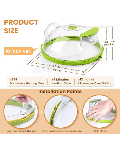 Cubierta de Microondas Gracenal 25.4 cm Verde con Mango