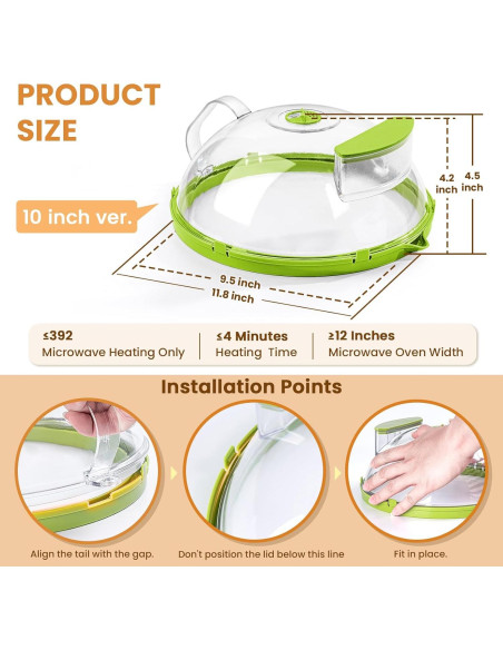 Cubierta de Microondas Gracenal 25.4 cm Verde con Mango