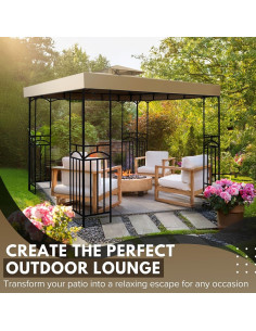 Cubierta de Reemplazo Gazebo Flexzion 3x3m Resistente Agua UV 2