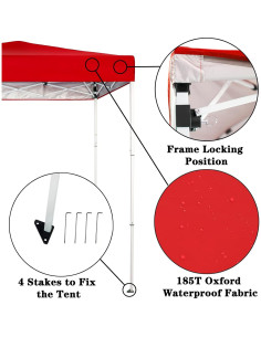 Tienda de Sombra Plegable Sunnyglade 1.83x1.22m Rojo 2