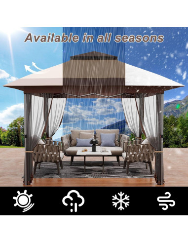 Gazebo Plegable GAOMON 3.66x3.66m con Mosquitera Doble