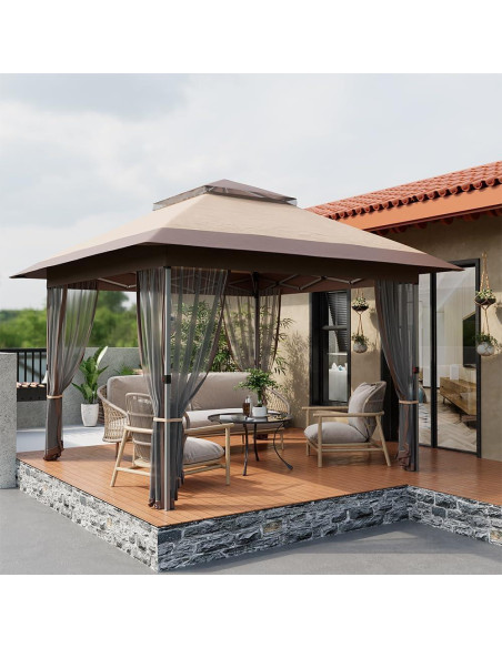 Gazebo Plegable GAOMON 3.66x3.66m con Mosquitera Doble