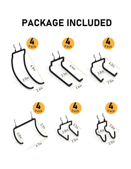 Ganchos de Tablero de Clavos INCLY 24 Piezas Alta Resistencia
