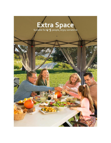 Gazebo Plegable HarmonyHealth 4.06x4.06m con Malla y Estructura de Acero