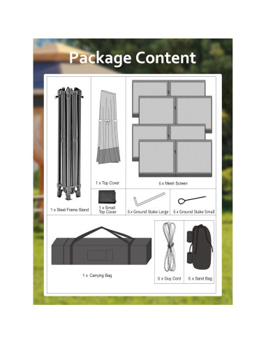 Gazebo Plegable HarmonyHealth 4.06x4.06m con Malla y Estructura de Acero