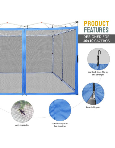 Red Mosquitera CROWN SHADES 3.05x3.05m para Gazebo Azul