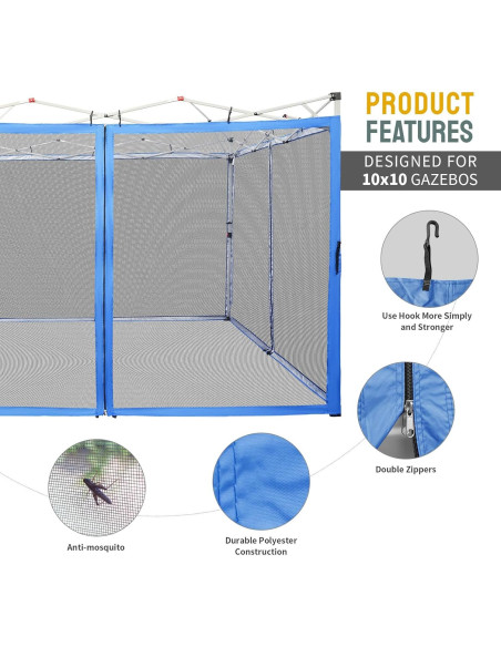 Red Mosquitera CROWN SHADES 3.05x3.05m para Gazebo Azul