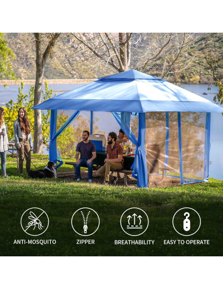 Red Mosquitera CROWN SHADES 3.05x3.05m para Gazebo Azul