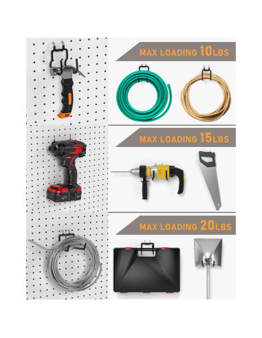 Ganchos de Tablero de Clavos INCLY 24 Piezas Alta Resistencia