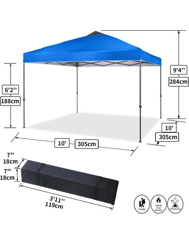 Carpa Plegable 3x3m CROWN SHADES con Bolsa de Transporte Azul