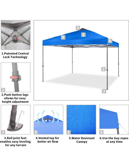 Carpa Plegable 3x3m CROWN SHADES con Bolsa de Transporte Azul