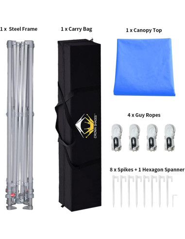 Carpa Plegable 3x3m CROWN SHADES con Bolsa de Transporte Azul