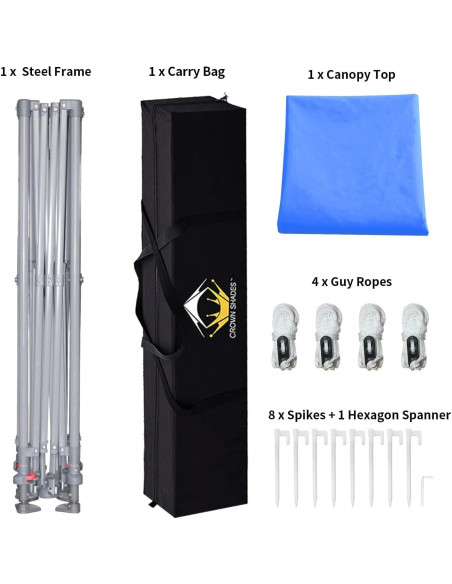 Carpa Plegable 3x3m CROWN SHADES con Bolsa de Transporte Azul