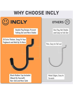 Ganchos de Tablero de Clavos INCLY 176 Piezas Metal Negro 2