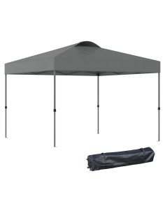 Carpa Plegable Outsunny 3.05x3.05m Gris, Altura Ajustable