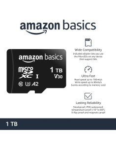 Tarjeta de Memoria microSDXC Amazon Basics 1TB A2 U3 100MB/s 2