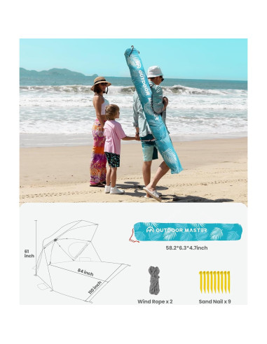 Sombrilla de Playa OutdoorMaster Pop Up 4 Personas UV 50+